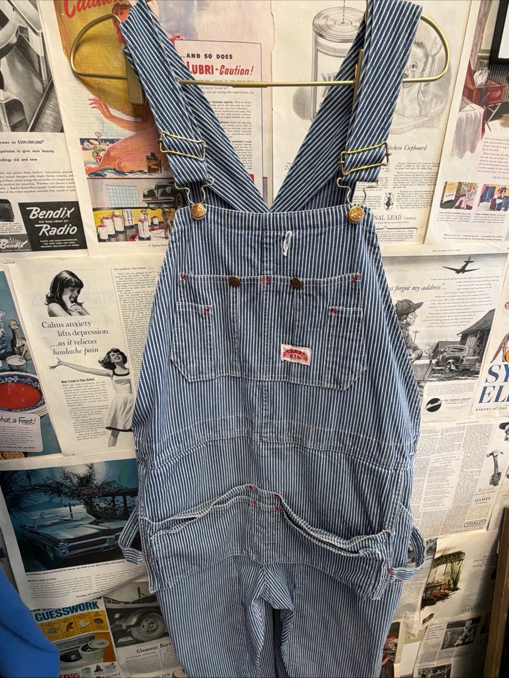Vintage Round House Hickory Stripe Work Overalls Size… - Gem